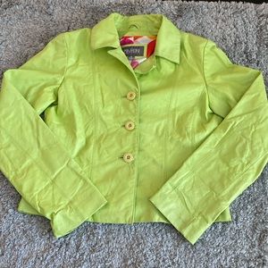 Wilson Leather Green LS Button Jacket Leather Polyester Nylon Small